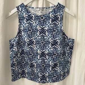Milly for Design Nation China Blu Sleeveless Crop Top sz S
